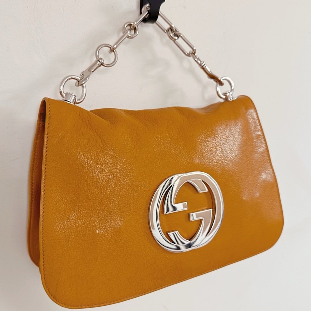Gucci Tom Ford Blondie RARE Orange GG Logo Monogram Medium Satchel Flap Bag - Picture 3 of 11